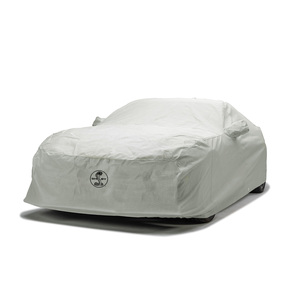 Our best fitting Custom Ford Mustang Car Cover for protection or storage in <em>moderate weather conditions</em>. Protect your Shelby Ford Mustang with our popular moderate climate car cover available with an exclusive Shelby medallion logo. This Mustang car cover fabric features 3-layers of protection to provide much-needed defense against the elements and is even specially treated with extra UV resistance.