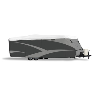 Improved replacement for our legacy Tyvek® all-climate covers. Made to fit travel trailer sizes ranging from 15' to 37' (182"-447"). These ADCO travel trailer covers offer the best protection, style, and features you need in an RV Cover. The slip-seam strap system allows the cover to conform to the shape of the RV trailer and minimizes wind impact to the cover. Best of all each cover features multiple zippered passenger entry doors so you can access your trailer anytime without having to remove the entire cover; simply unzip and roll the door up.