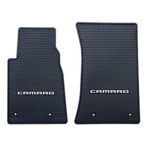 Our 5th-gen Camaro floor mats stand out above all the rest. Providing a perfect fit, they protect the factory carpet from water, snow, ice, mud, sand, and road salt. These Camaro all-weather floor mats are made of a durable rubberized vinyl that provides a heavy-duty, slip-resistant barrier. Plus, the Camaro logo is prominently featured in the middle of each of our high-quality rubber car mats.