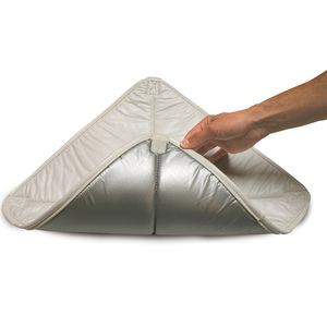 Vent Cover insulates and blocks sunlight, moonlight or street lights from your RV's interior. Installs and removes easily in seconds using supplied Velcro. Rugged, durable vinyl with reflective silver finish on one side provides better insulation and blocks heat. 18" x 18" overall size will cover virtually any 14" x 14" roof vent.