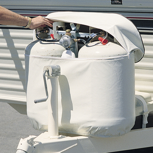 Protect propane bottles while in storage with this deluxe heavy-duty vinyl cover. Molded nylon zipper combined with a pressed wood top creates a more rugged and weatherproof cover (zipper and wood top not available on single model nor is it required to hold shape). Hollow bead welt cord and elastic shock cord provide a longer life and a neat tailored fit. Made with the superior quality our ADCO covers are known for and comes with a 3-year warranty to back it up.