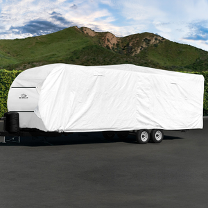 Keep your Travel Trailer looking its best with our high performance 100% Tyvek Travel Trailer Covers. These covers are specially designed to provide the all-weather protection your trailer needs. Unlike other RV covers that only use Tyvek on the roof we cover 100% of your Travel Trailer with premium Dupont Tyvek. Our Tyvek is made for all-weather conditions, highly UV and wear-resistant, and 100% breathable to prevent mold and mildew. The lightweight design of Tyvek also makes it easy to install and we have straps and buckles at the ends of the cover to keep your cover on your RV.