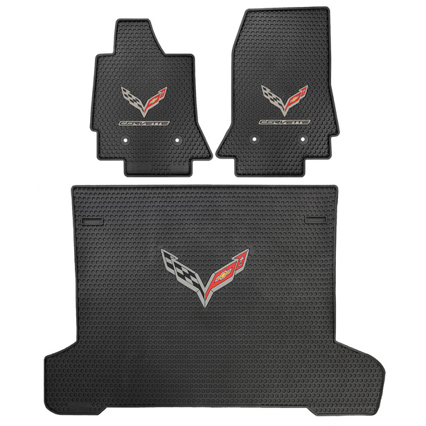 Chevy Corvette C6 2005-2007.5 Signature Rubber® Floor Mats with Logo