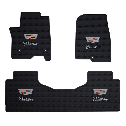 Cadillac Escalade ESV 2021-On Signature Rubber Floor Mats with Cadillac Crest