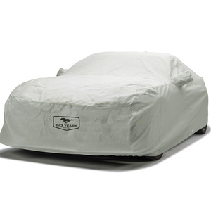 [NEW] We are excited to now offer official Ford "Mustang 60th Anniversary" logos on our popular Custom Ford Mustang Car Covers! Protect your Mustang with a budget friendly material engineered for moderate climate use. With a 3-layer design these covers provide great protection from the elements, minor ding protection, and have enough weight to keep the car cover secure to your Ford Mustang when the wind picks up. If you want a custom car cover that has a super soft backside recommend our 5-Layer All Climate Softback Car Cover which also has the "Mustang 60th Anniversary" logo available.