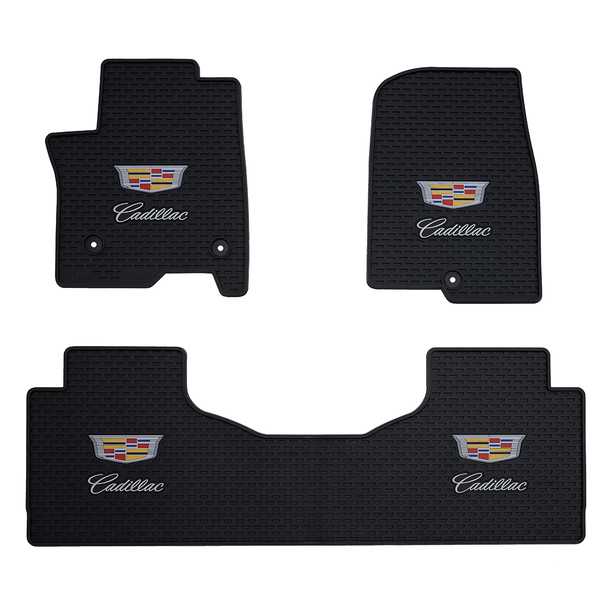 Cadillac Escalade ESV 2021-On Signature Rubber® Floor Mats with Cadillac Crest