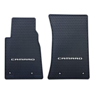Chevy Camaro 2010-2015 Signature Rubber® Floor Mats with Silver Camaro Logo