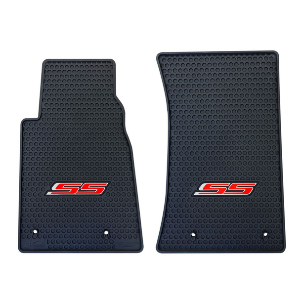 LLoyd Mats Ebony Front Floor Mats For 2010-2015 Camaro ZL1 - Embroidered Red Logo, Red Binding (Set Of 2)