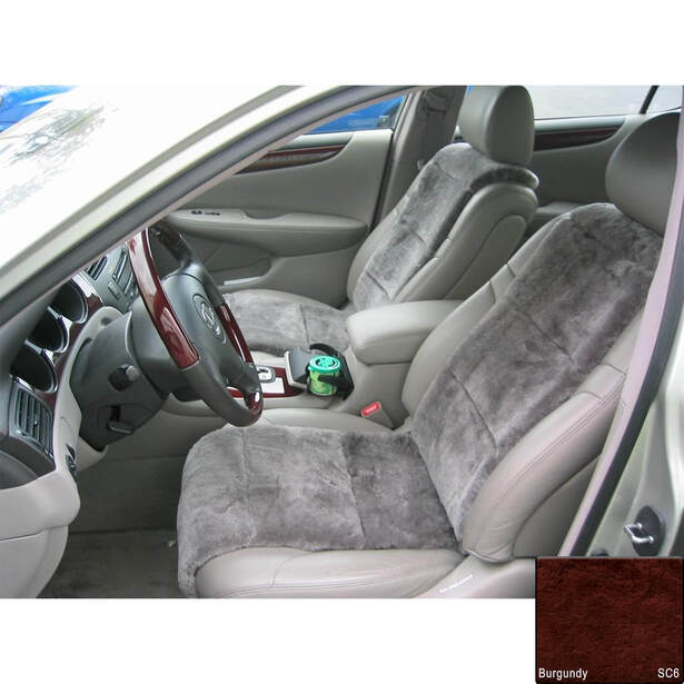 Sheepskin Ready-Fit Seat Inserts: Burgundy - Driver Side
