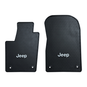 Upgrade your Jeep Grand Cherokee with official Jeep logo all weather floor mats. The heavy-duty design will hold up to any abuse you throw at them and the Jeep logo will make you smile when you enter. Between the weight, factory matching grommets, and nibbed backing these mats will stay secure while driving.