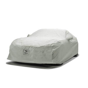 Our best fitting Custom Ford Mustang Car Cover for protection or storage in <em>moderate weather conditions</em>. Protect your Ford Mustang with our popular moderate climate car cover available with exclusive Ford Mustang logos. This Mustang car cover fabric features 3-layers of protection to provide much-needed defense against the elements and is even specially treated with extra UV resistance.